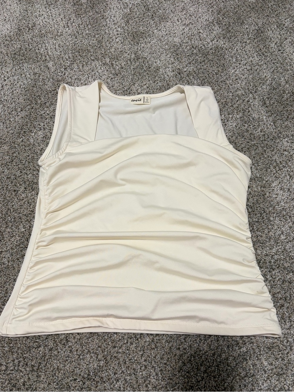 Ecru Envie Cream Ruched Tank Top - Women Size Large
